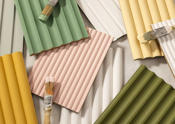 image of mdf panel samples with paint brushes 