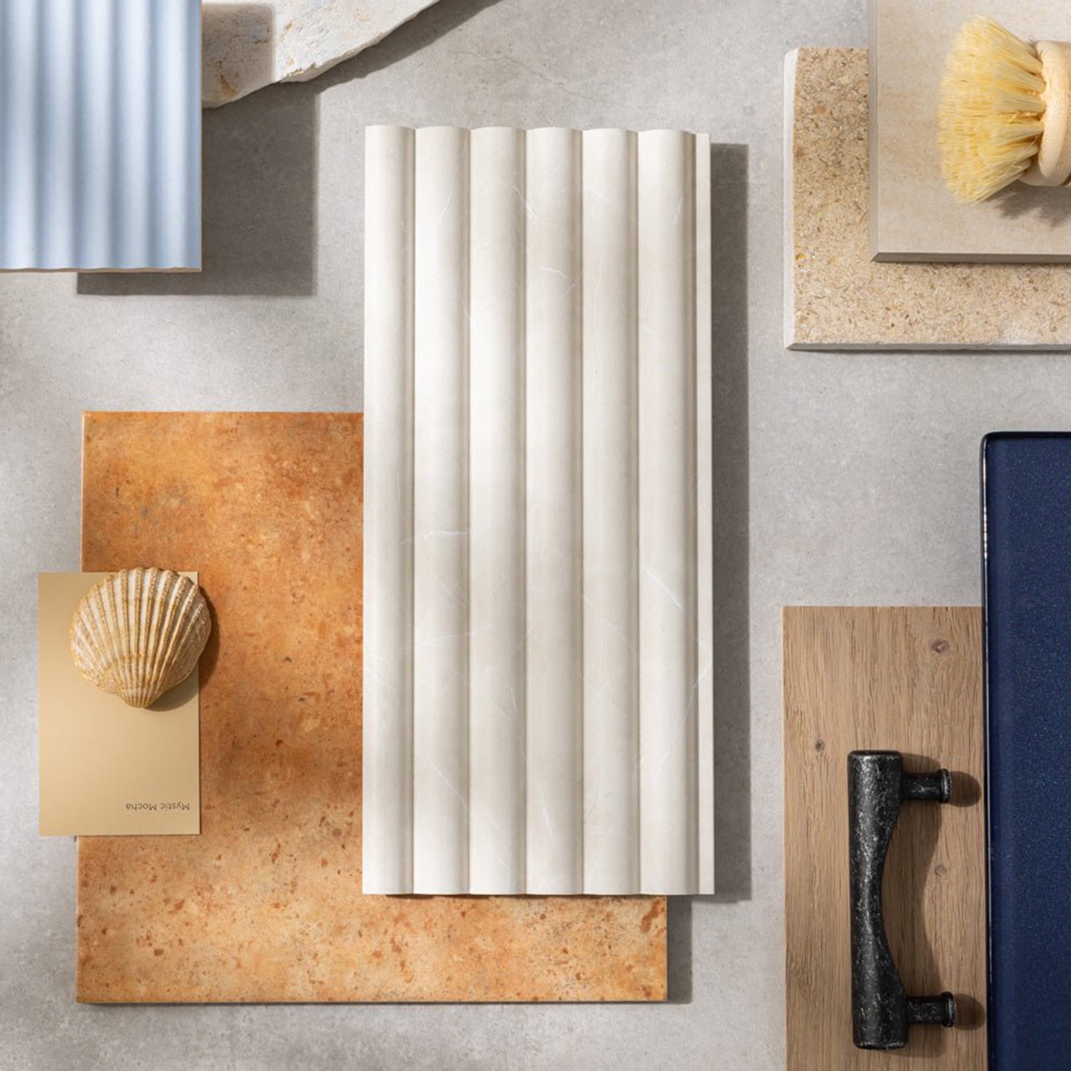 Reeded Waterproof Chalk Beige Marble Sample
