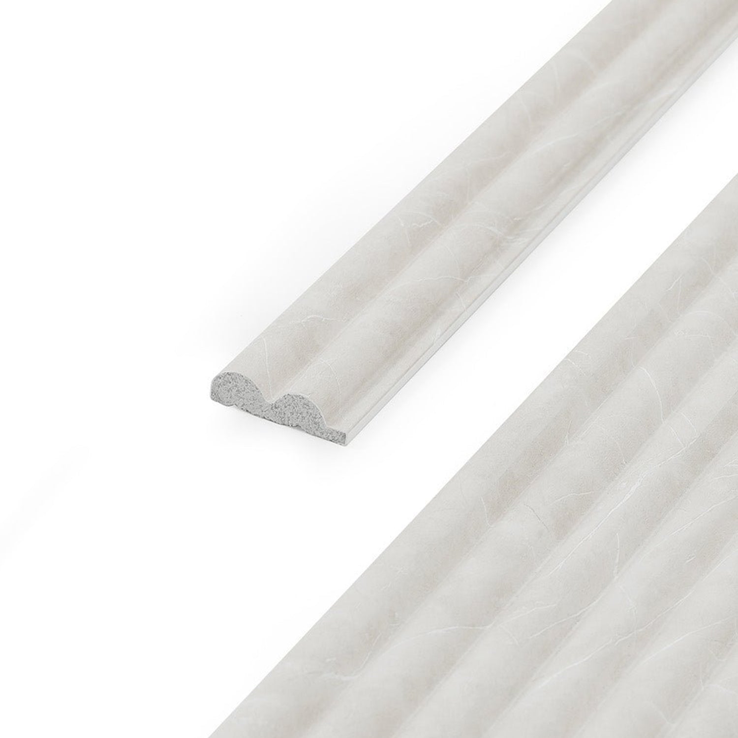 Reeded Waterproof Chalk Beige Marble End Cap