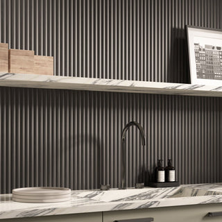 Reeded Waterproof Charcoal Black Wall Panel