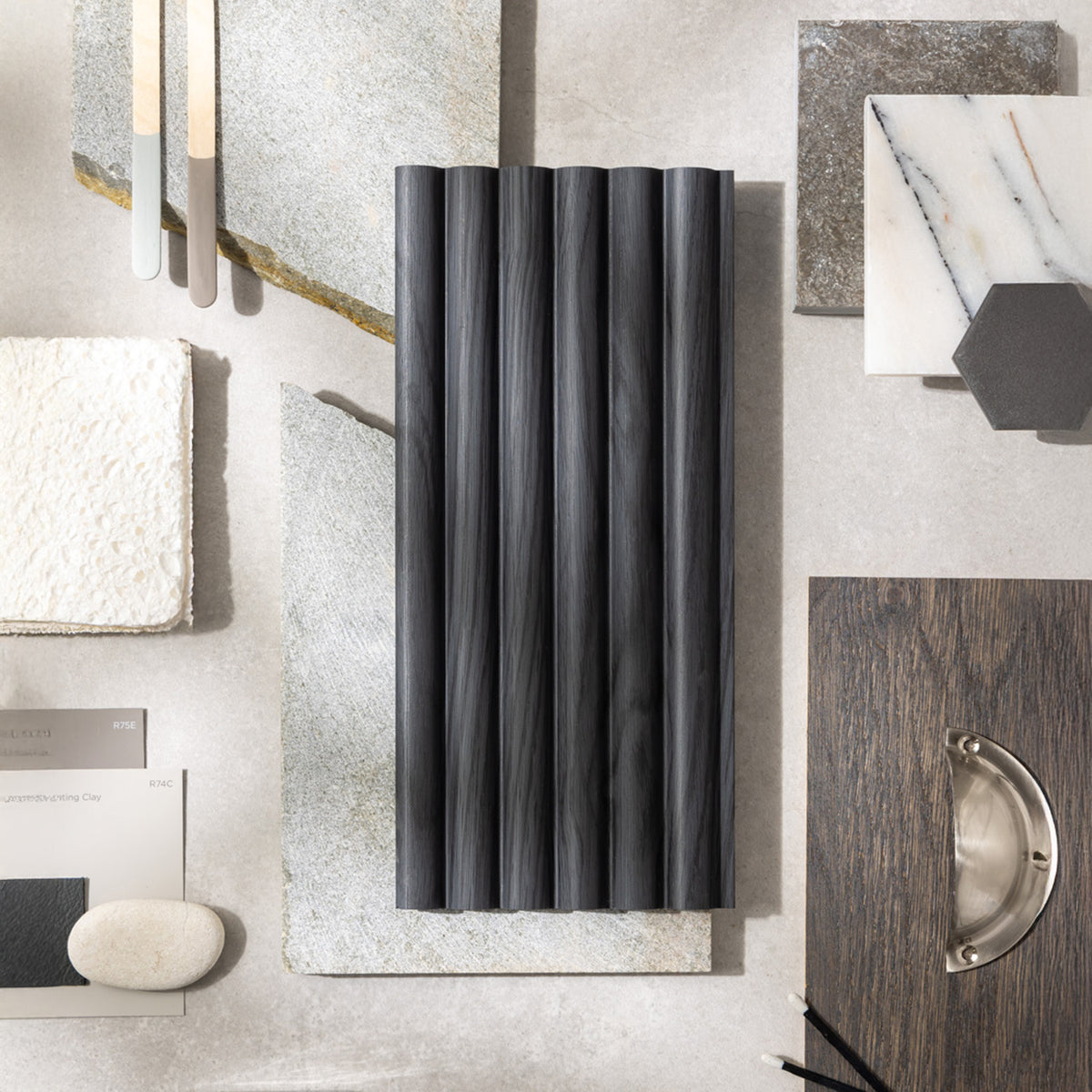 Reeded Fine Waterproof Charcoal Black Panel | Naturewall