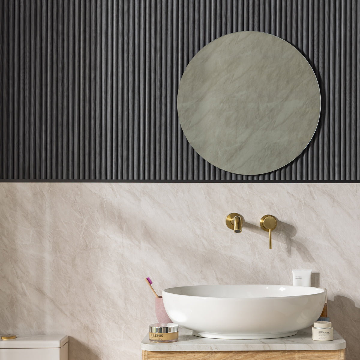 Reeded Fine Waterproof Charcoal Black Panel | Naturewall