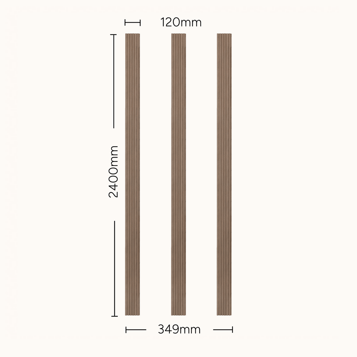Reeded Fine Waterproof Walnut Panel | Naturewall