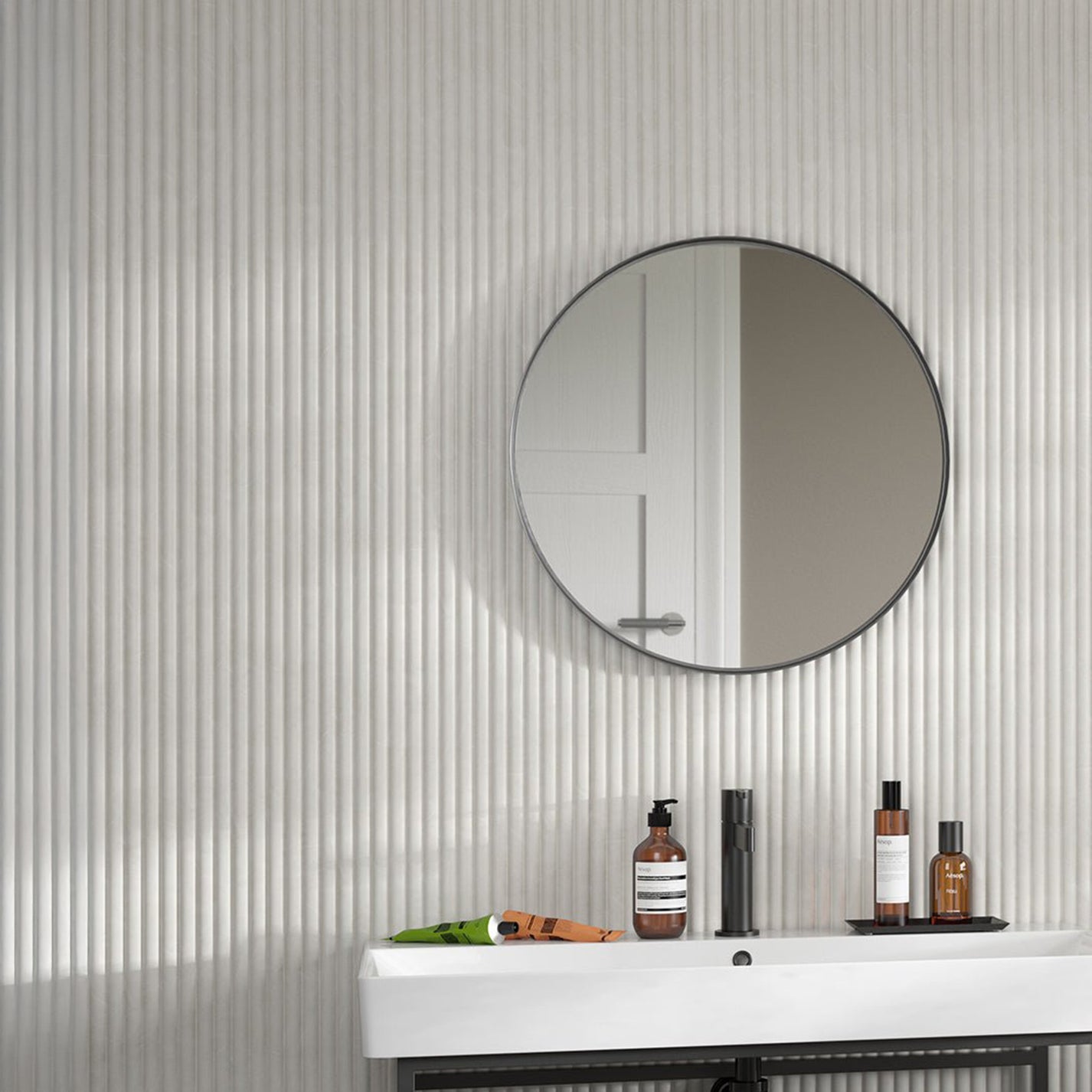 Reeded Waterproof White Marble Sample | Naturewall