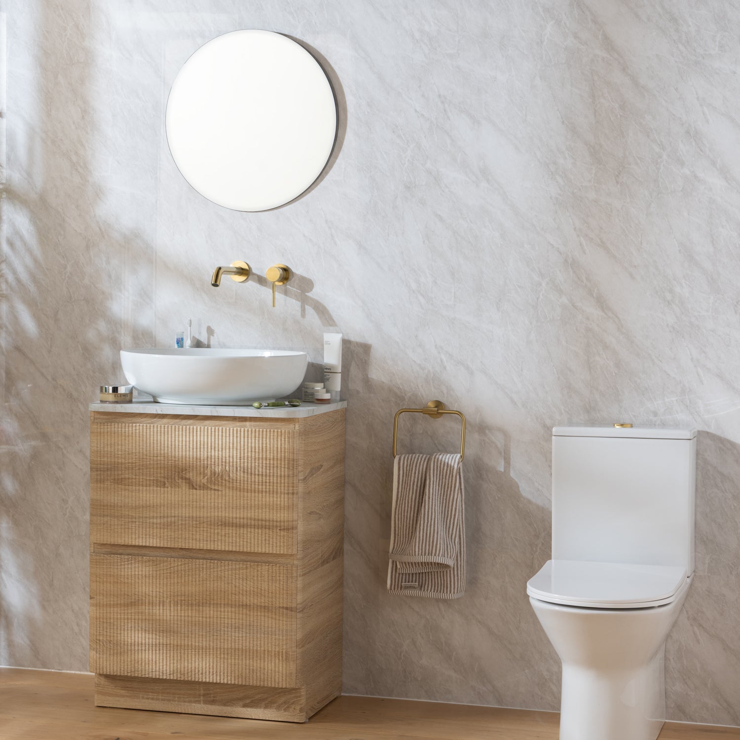 Sivara Dove Grey Marble Effect PVC Waterproof Shower Panel