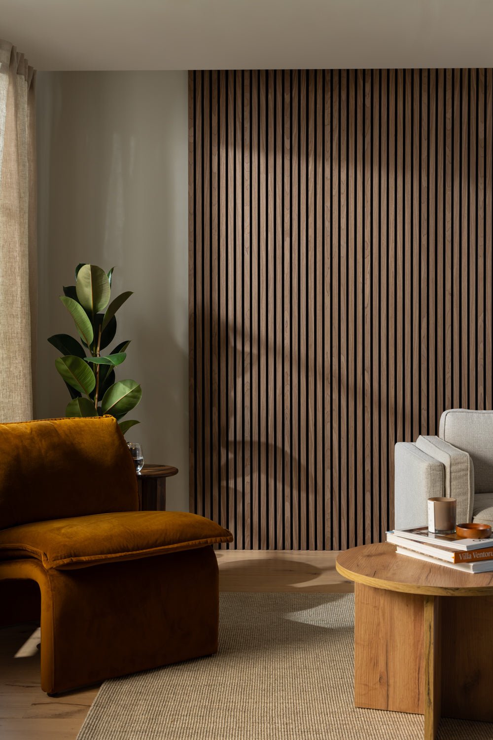 SlatWall Oiled Walnut Acoustic Panel | Naturewall