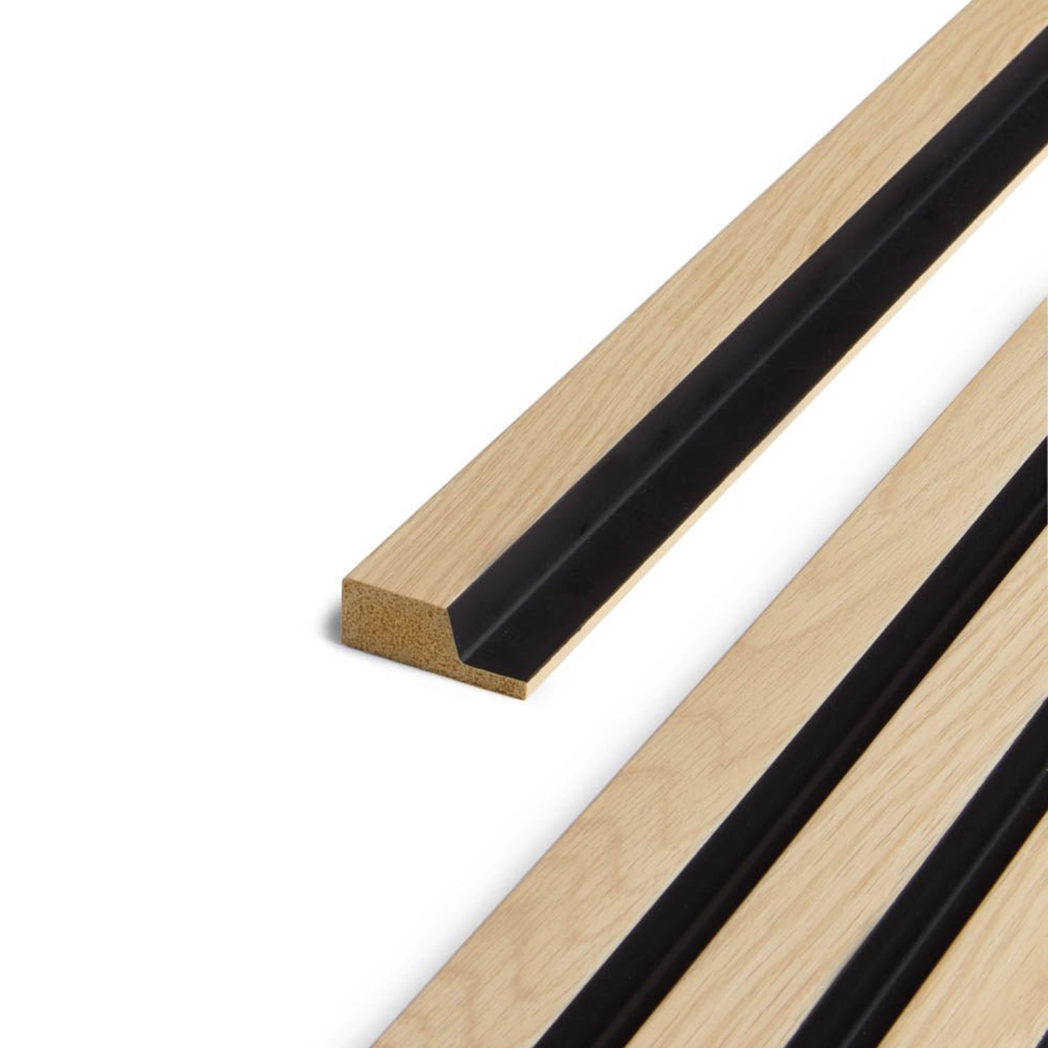 SlatWall Waterproof Natural Oak and Black End Cap