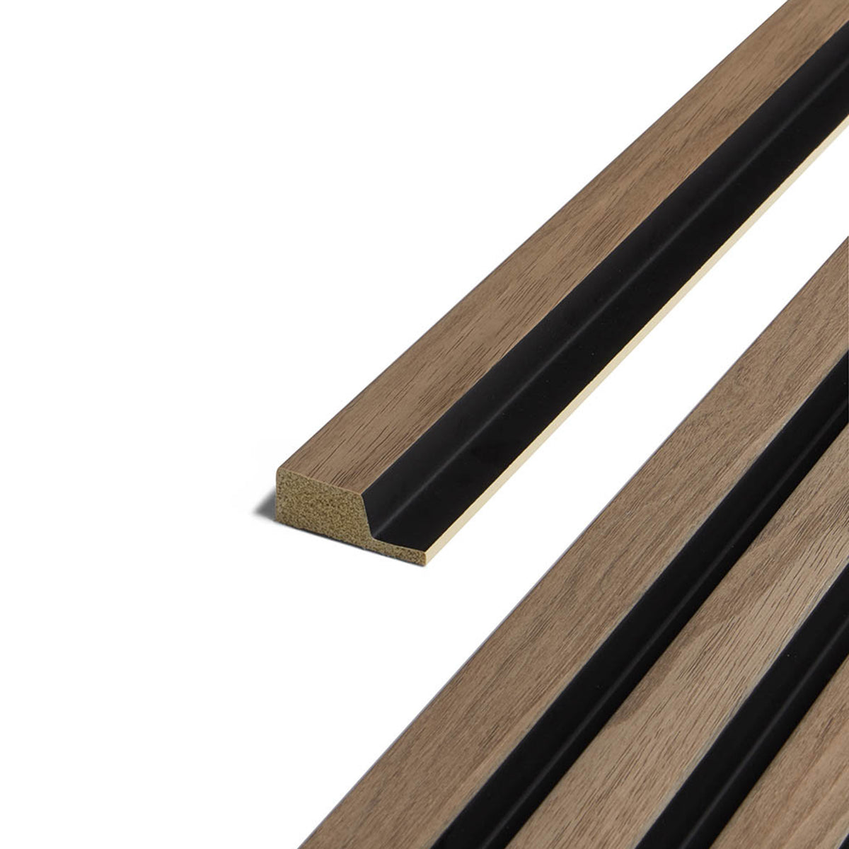 SlatWall Waterproof Walnut & Black End Cap | Naturewall