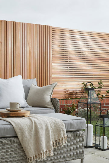 Cedar Slatted panels used as fence panelling