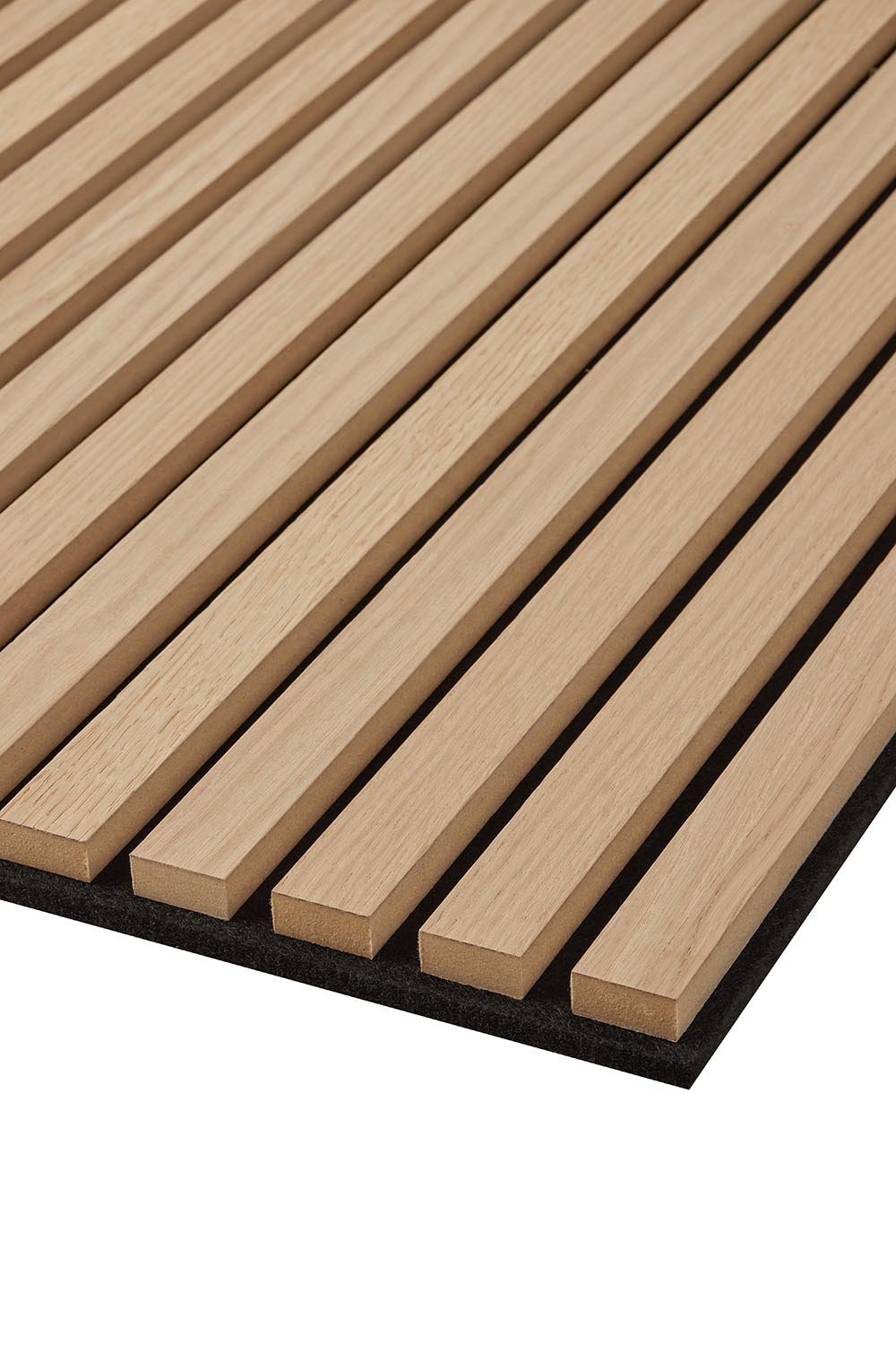 Single SlatWall Mini Natural Oak panel close up