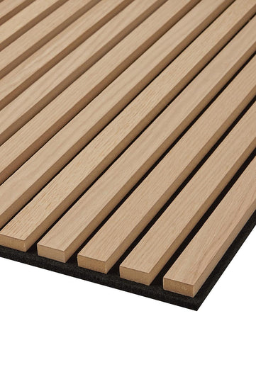 Single SlatWall Mini Natural Oak panel close up