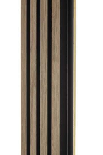 close up showing the tongue edge of waterproof walnut panel from Naturewall.
