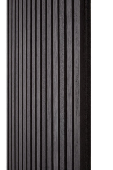Side view of the Charcoal Black Acoustic SlatWall Panel from Naturewall.

