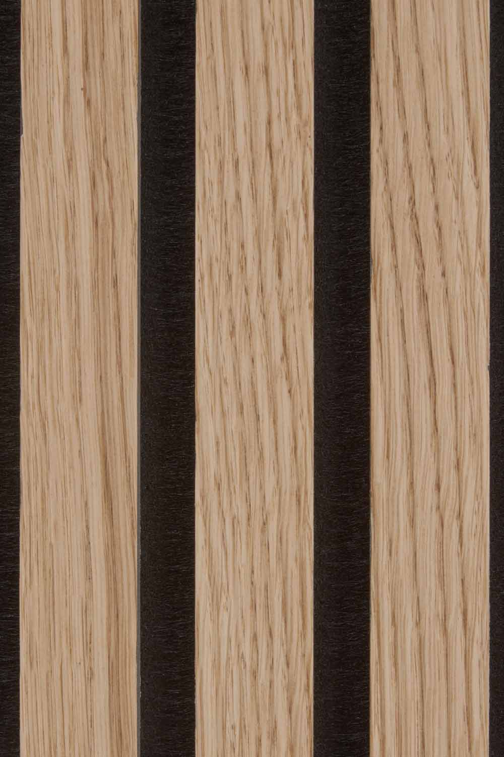 Texture of the Natural Oak and Black Acoustic SlatWall Panel from Naturewall.

