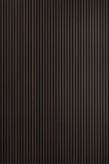 A display of three Smoked Oak Acoustic SlatWall Panels from Naturewall, on felt backing. 

