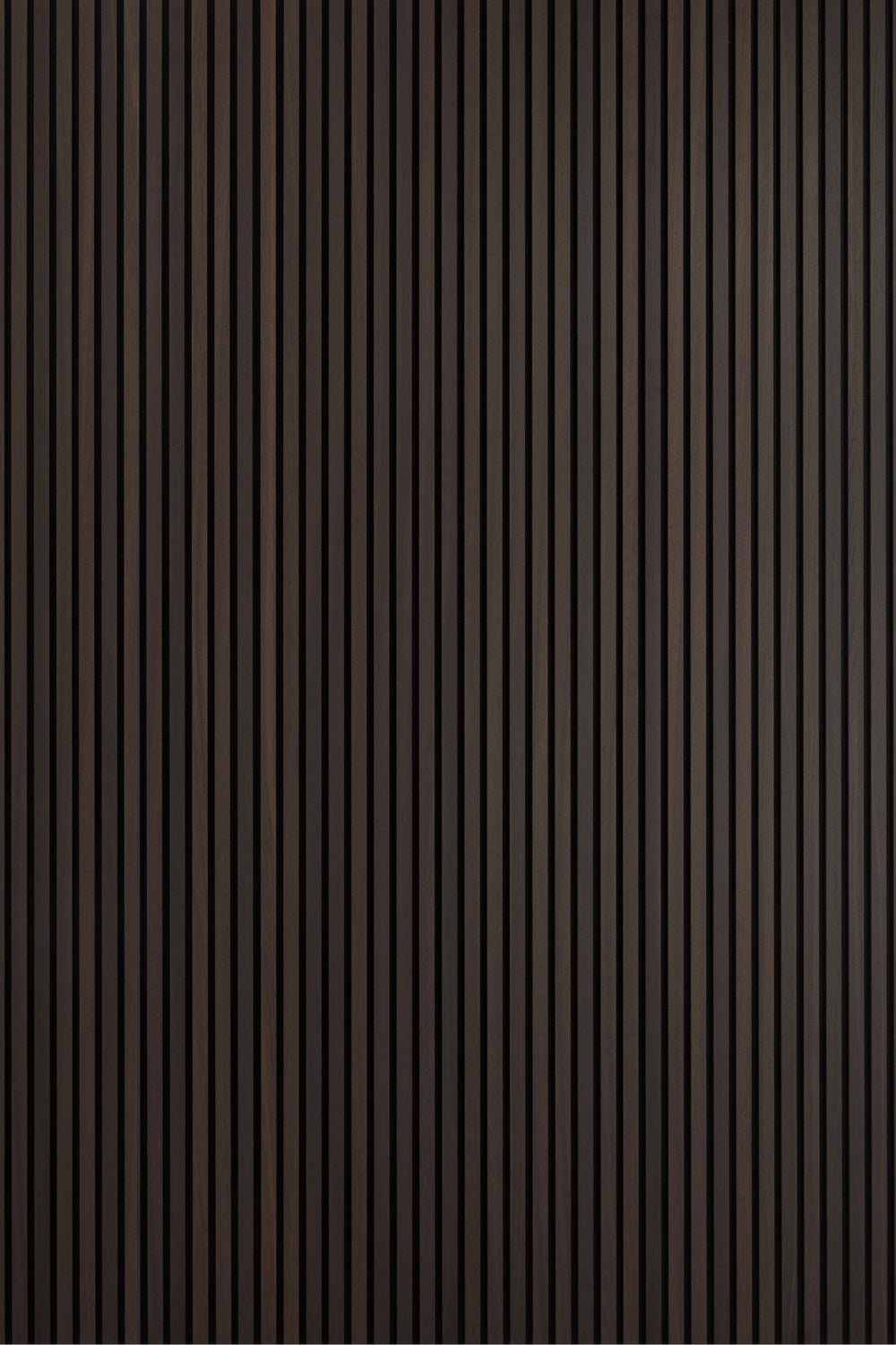 A display of three Smoked Oak Acoustic SlatWall Panels from Naturewall, on felt backing. 